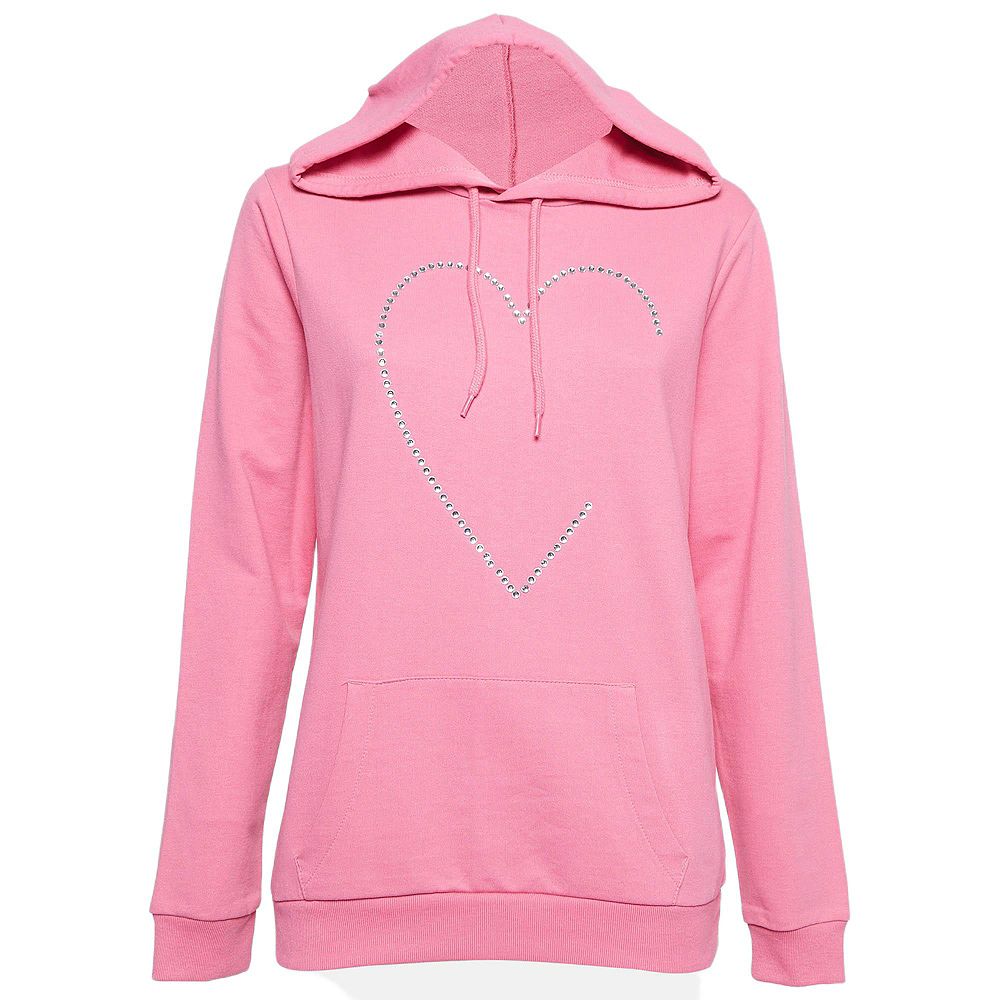 Женское худи Pre-Owned Love Moschino Pink Crystal Embellished Cotton