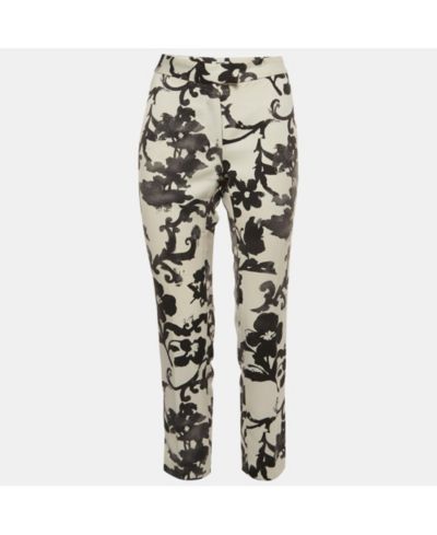 Pre-Owned Moschino Women's Floral Print Crepe Trousers