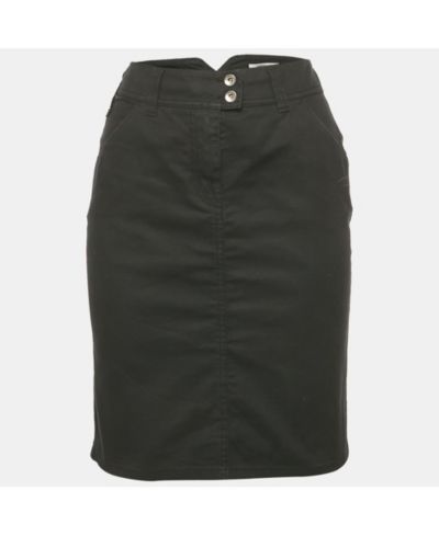 Pre-Owned Moschino Women's Jeans Black Cotton Logo Stud Detail Mini Skirt