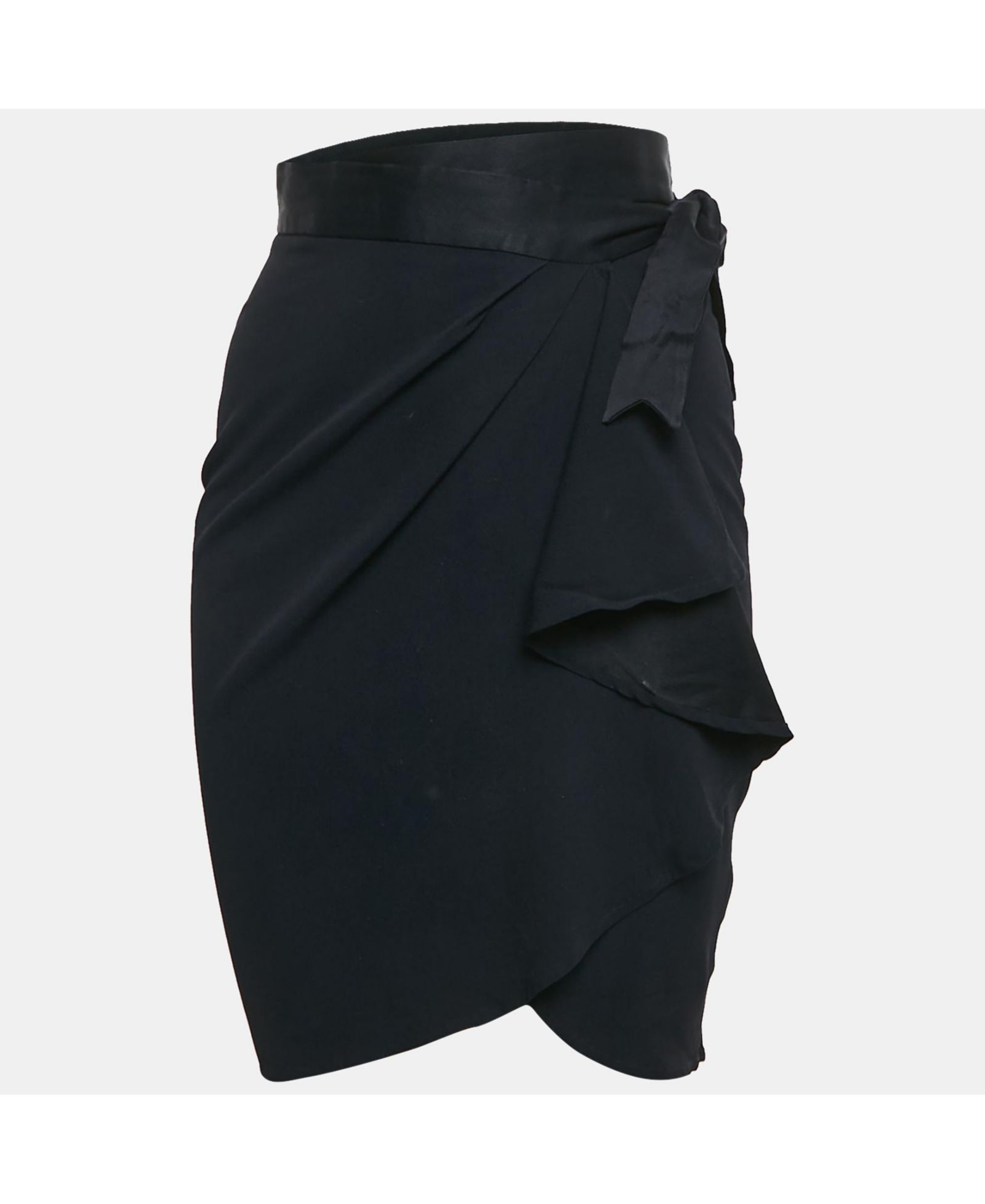 Pre-Owned Moschino Women's Navy Blue Sateen Ruffled Wrap Skirt