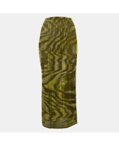 Pre-Owned Ronny Kobo Women's Green/black Devore Midi Jay Skirt