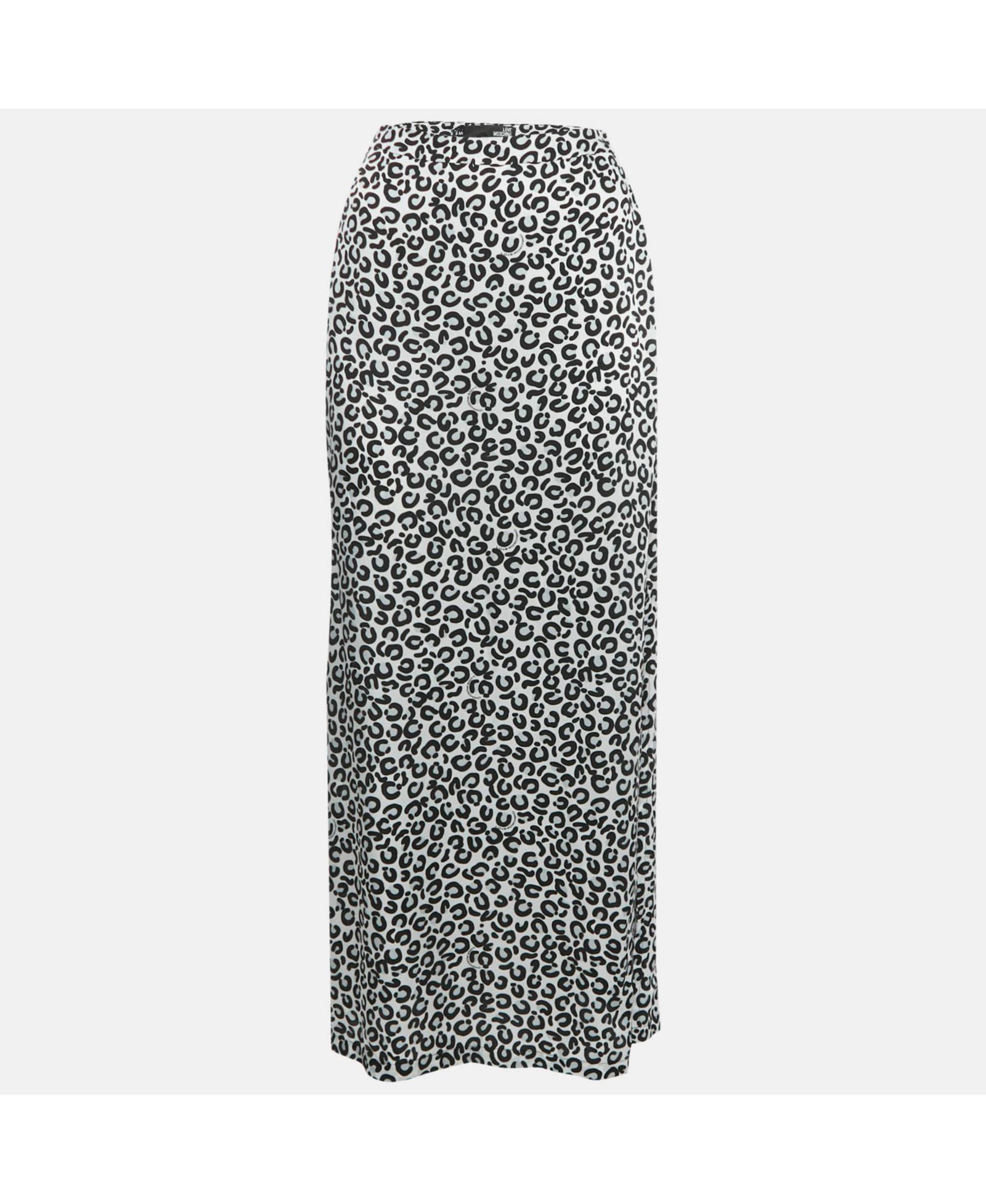 Pre-Owned Love Moschino Women's Monogram Leopard Print Crepe Maxi
