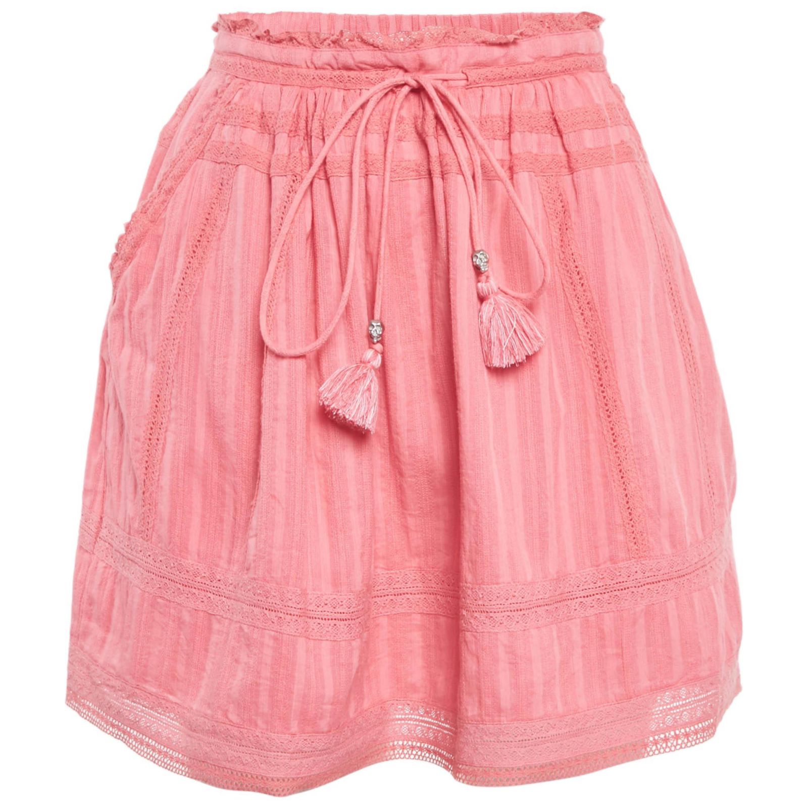 Pre-Owned Zadig & Voltaire Women's Pink Cotton Lace Trimmed Joxini Mini Skirt