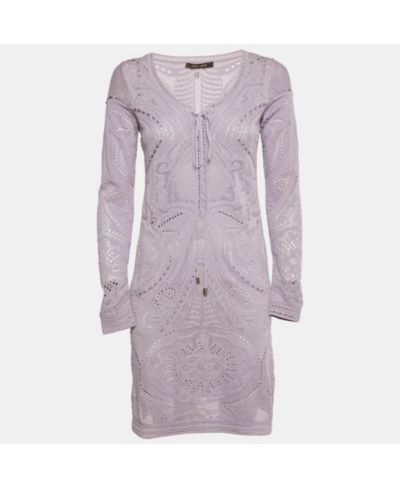 Pre-Owned Roberto Cavalli Women's Lavender Knit Mini Dress