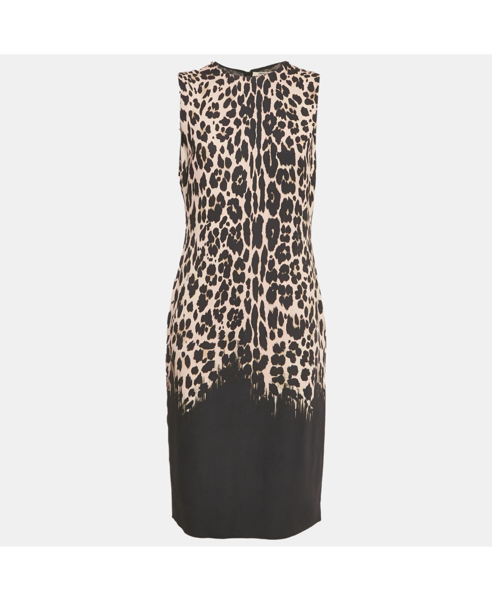 Женское платье Roberto Cavalli Black Leopard Print Crepe Sleeveless Midi Pre-Owned