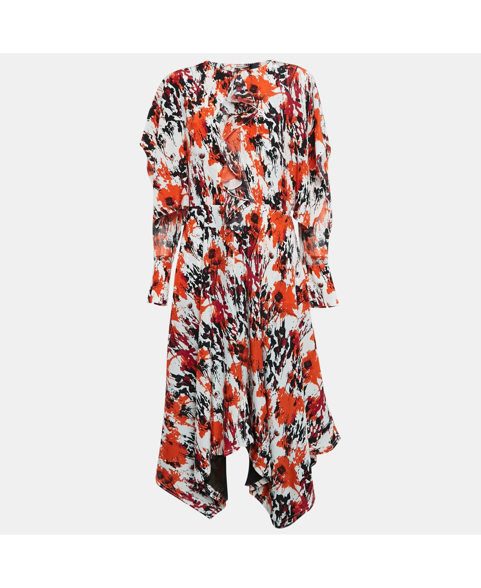 Pre-Owned Roberto Cavalli Women's Multicolor Silk Asymmetric Midi Dress