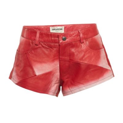 Шорты Pre-Owned Zadig & Voltaire из красной кожи Saya Patch