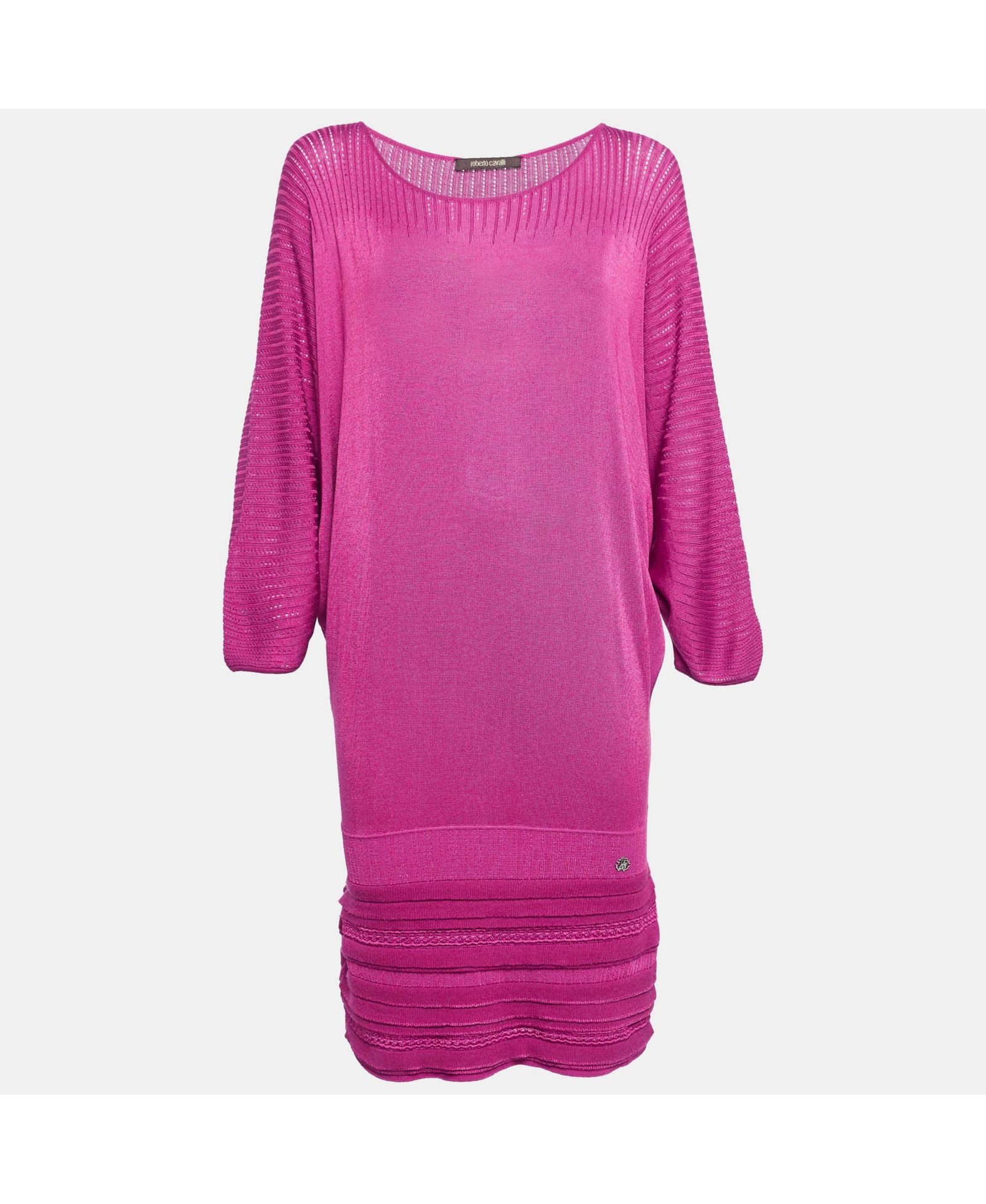 Pre-Owned Roberto Cavalli Женское мини-платье из трикотажа с рукавами-буф