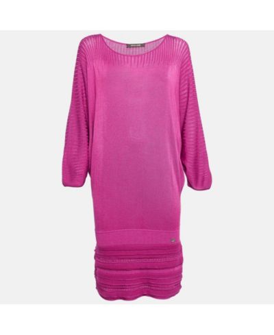 Pre-Owned Roberto Cavalli Женское мини-платье из трикотажа с рукавами-буф