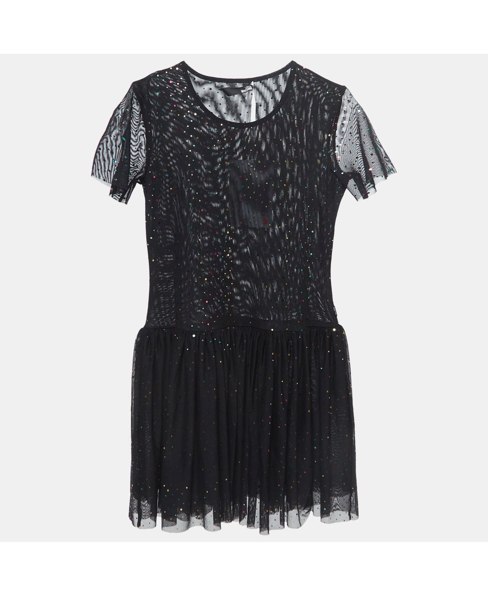 Женское мини-платье Pre-Owned Love Moschino Black Dotted Tulle