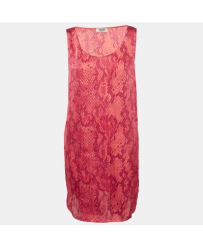 Pre-Owned Moschino Women's Cheap And Chic Red Printed Satin Sleeveless Short Dress