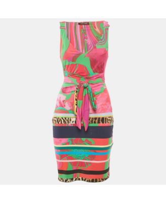 Pre-Owned Roberto Cavalli Women's Pink Printed Jersey Mini Dress
