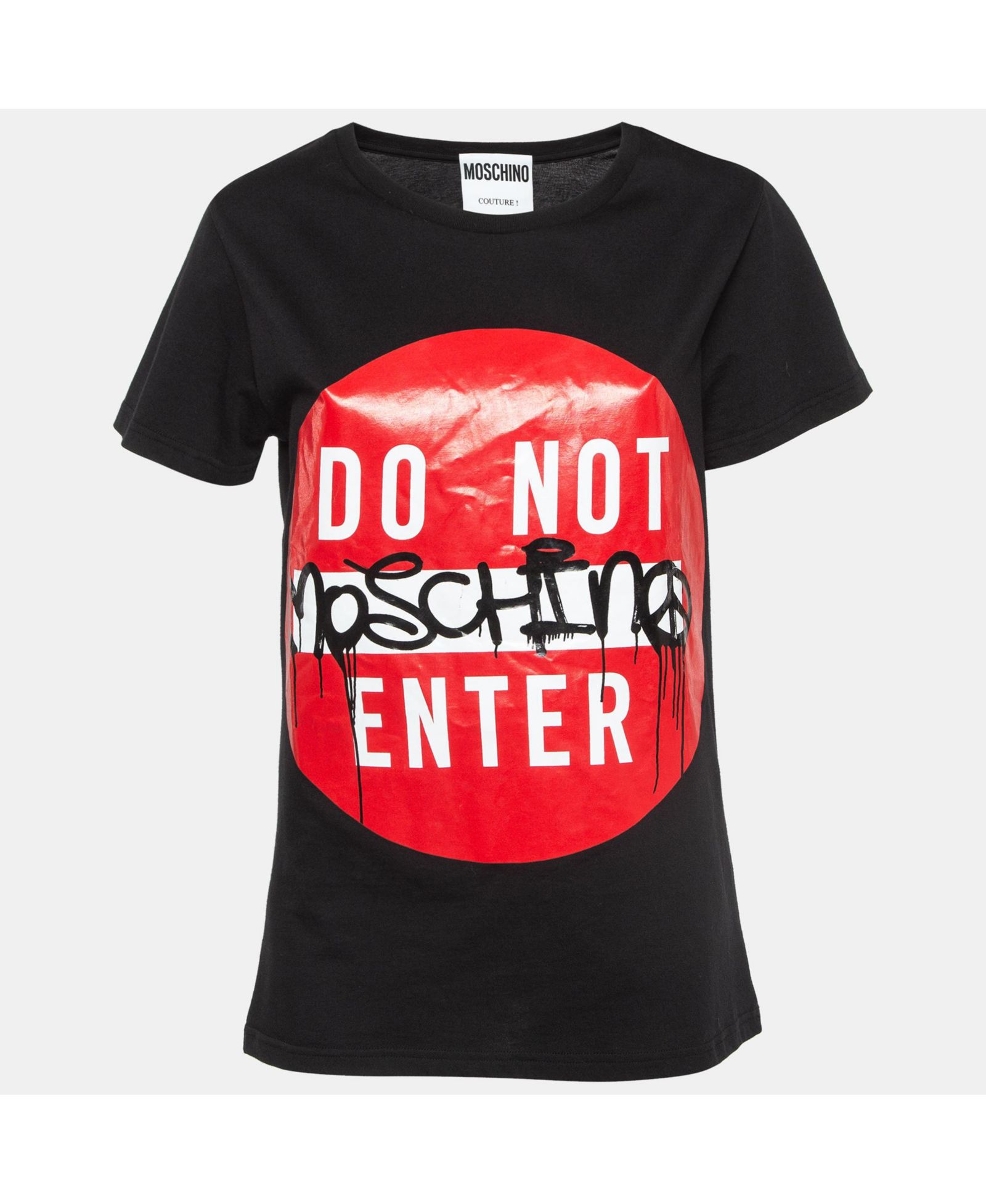 Подержанная женская футболка Moschino Couture Do Not Enter Print из хлопка