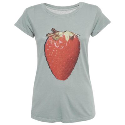 Pre-Owned Zadig & Voltaire Women's Green Strawberry Print Cotton Blend Distressed T-Shirt