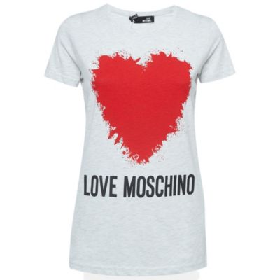 Женская футболка Pre-Owned Love Moschino Logo Print Cotton Crew Neck
