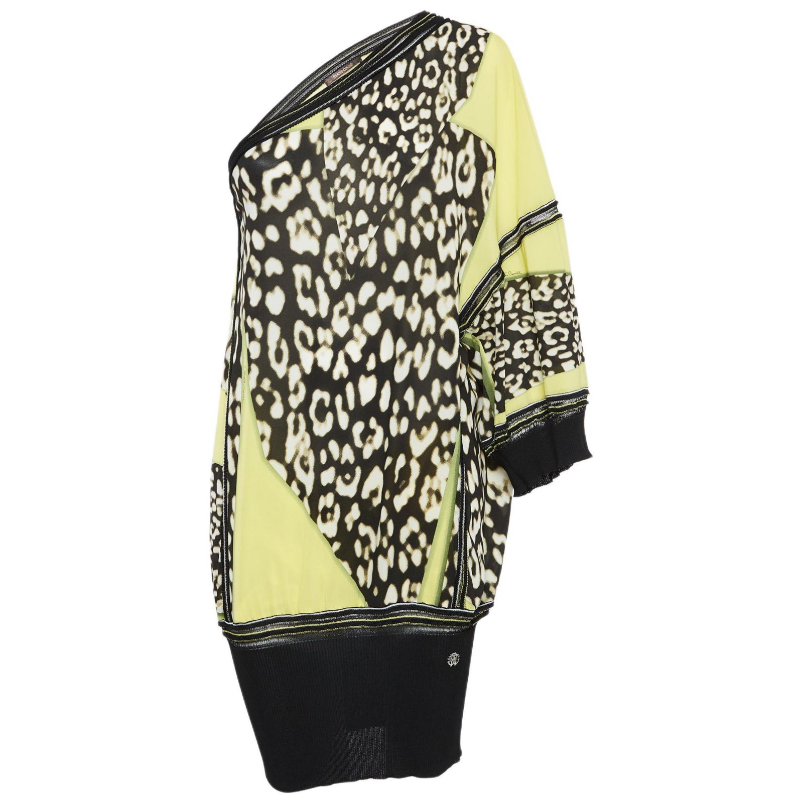 Pre-Owned Roberto Cavalli Women's Beige Cotton And Modal Faux Feather Detail T-Shirt