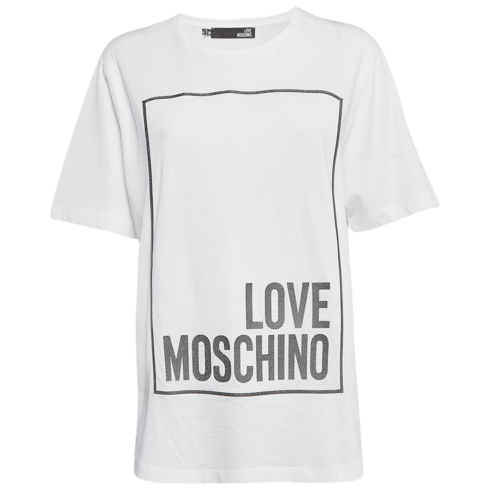 Pre-Owned Love Moschino Women's White Metallic Print Jersey T-Shirt