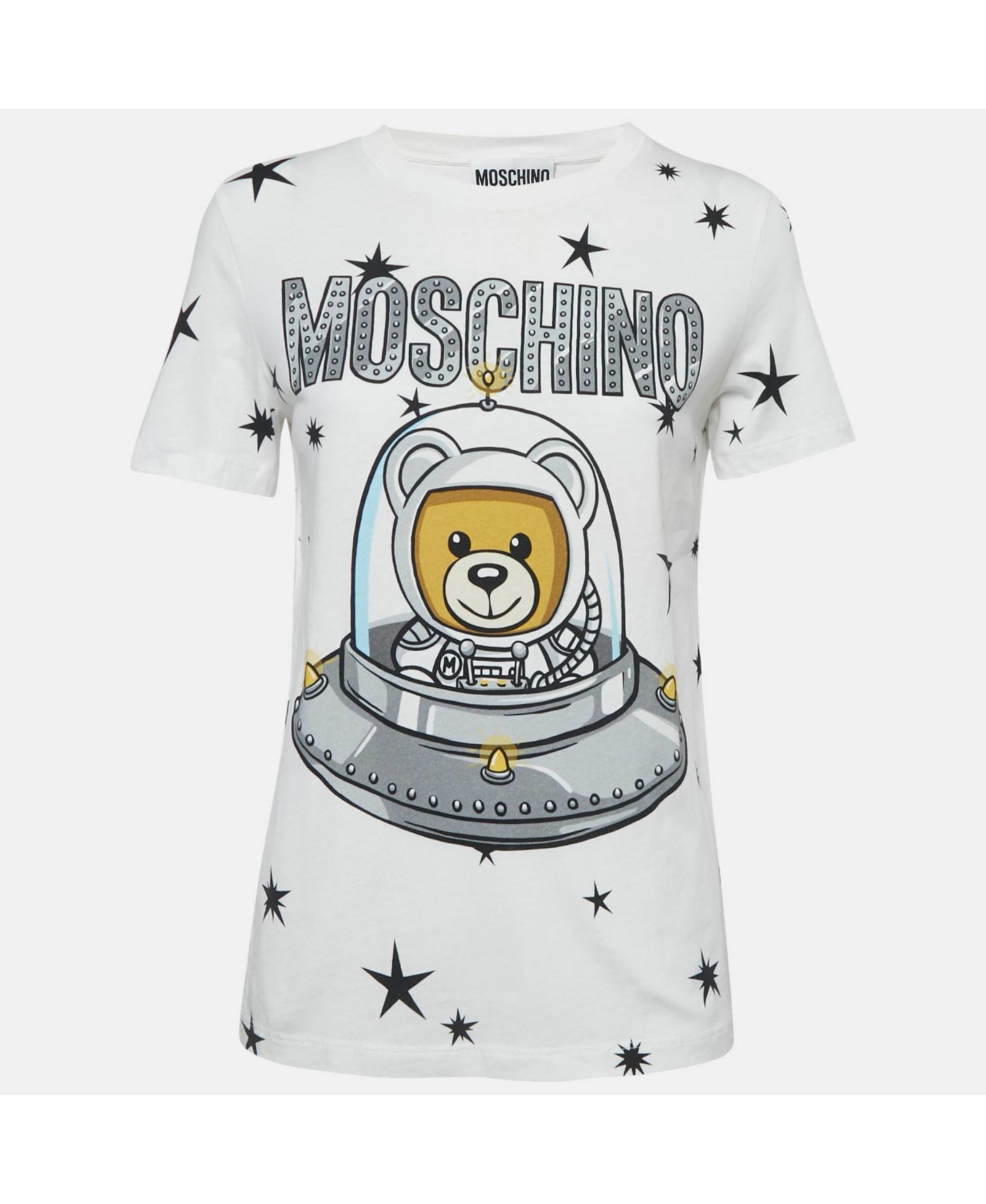 Pre-Owned Moschino Women's Couture Cotton Printed Crew Neck T-Shirt