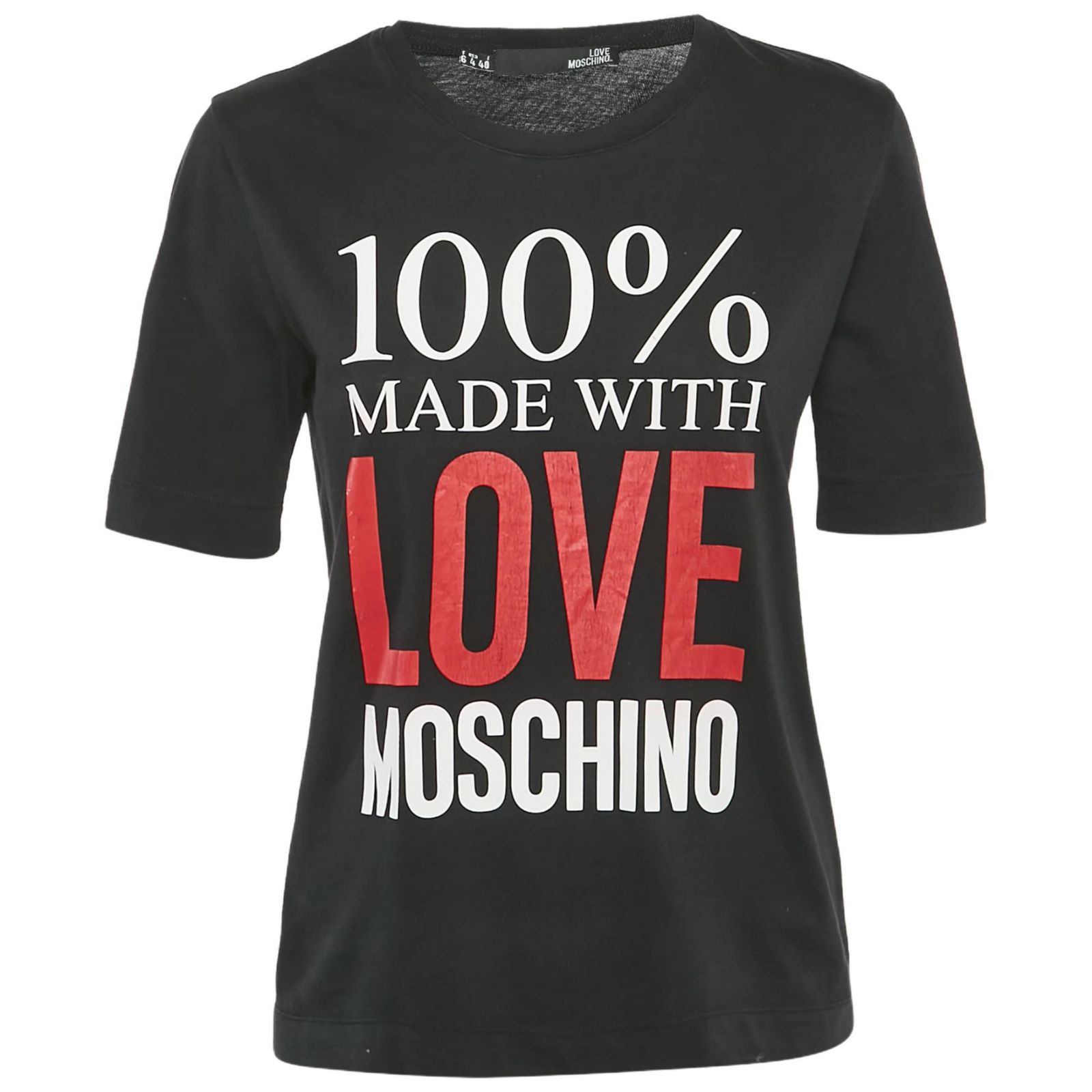 Женская футболка Love Moschino с принтом логотипа, черная, 100% хлопок