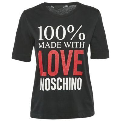 Женская футболка Love Moschino с принтом логотипа, черная, 100% хлопок