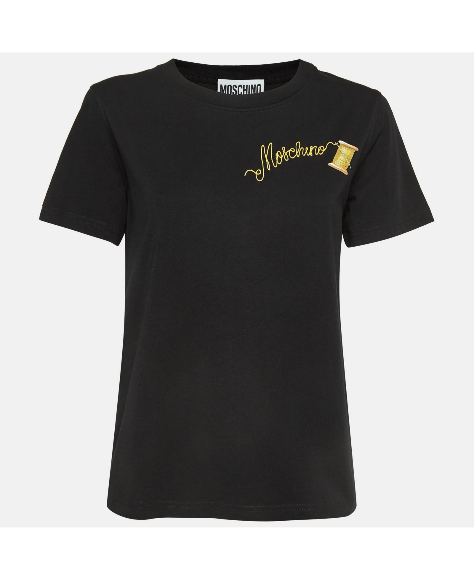 Pre-Owned Moschino Women's Couture Logo Embroidered Cotton Half Sleeve T-Shirt