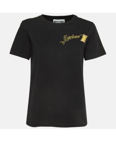 Pre-Owned Moschino Women's Couture Logo Embroidered Cotton Half Sleeve T-Shirt