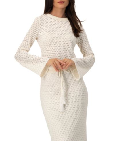 Ivonne Women's Textured Knit Top with Flared Sleeves