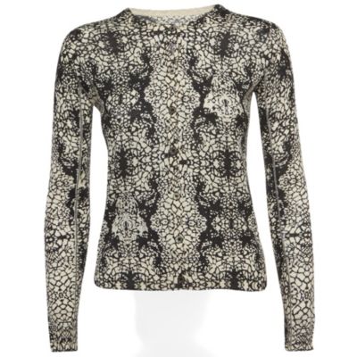 Pre-Owned Zadig & Voltaire Women's Pre-Owned Zadig and Voltaire Black/white Abstract Print Cashmere Buttoned Cardigan
