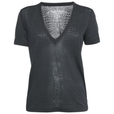 Женский трикотажный топ Pre-Owned Zadig & Voltaire Dark Grey Reptile Print V-Neck