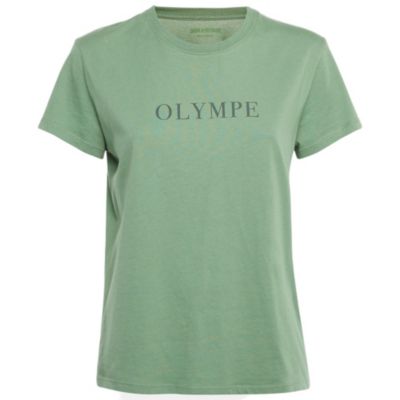 Б/у женская хлопковая футболка Pre-Owned Zadig & Voltaire Green Printed Zoe Citation