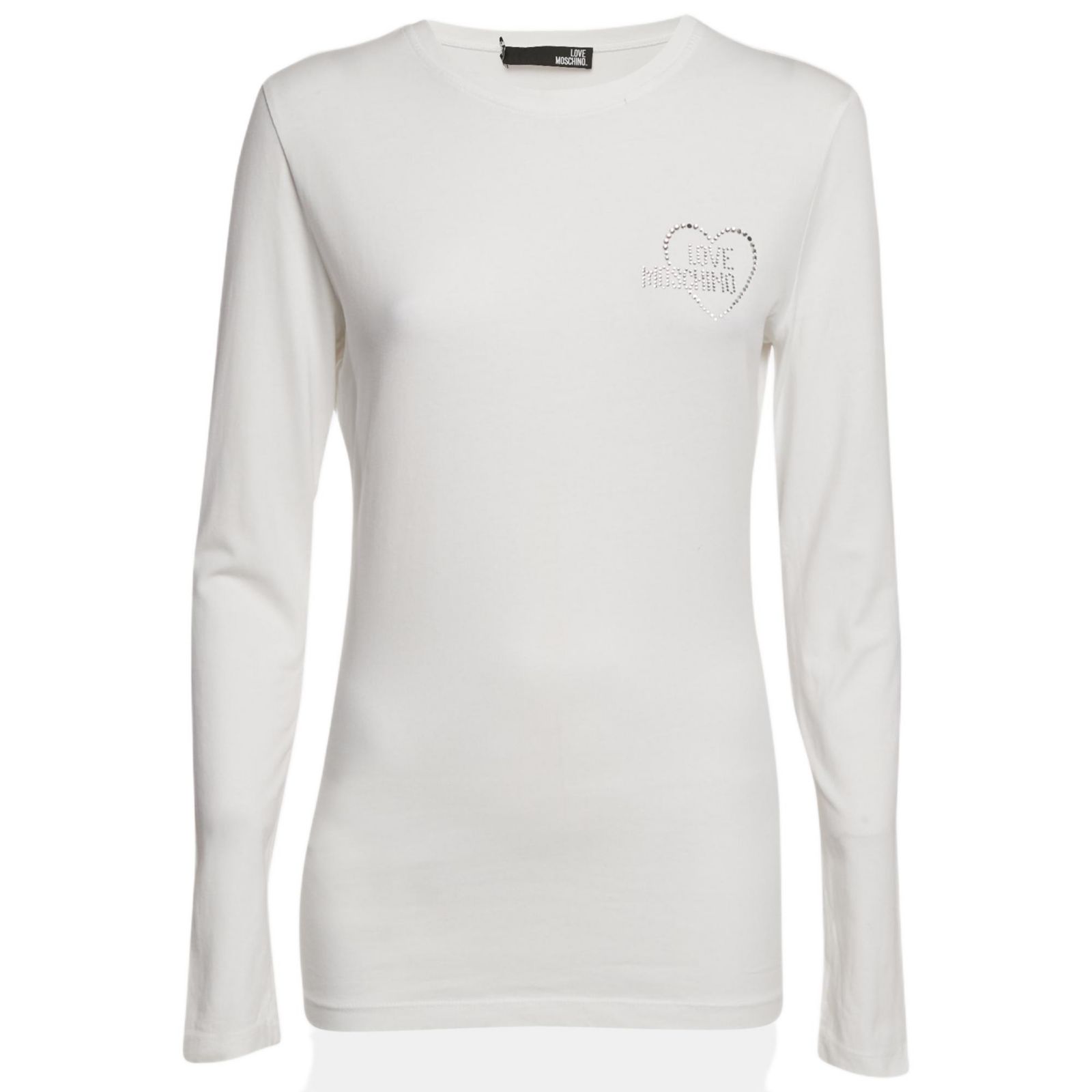 Pre-Owned Love Moschino Женская джерси с логотипом и стразами, длинный рукав