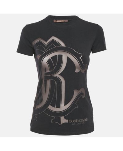 Футболка Pre-Owned Roberto Cavalli Women's Logo Print Cotton Crew Neck