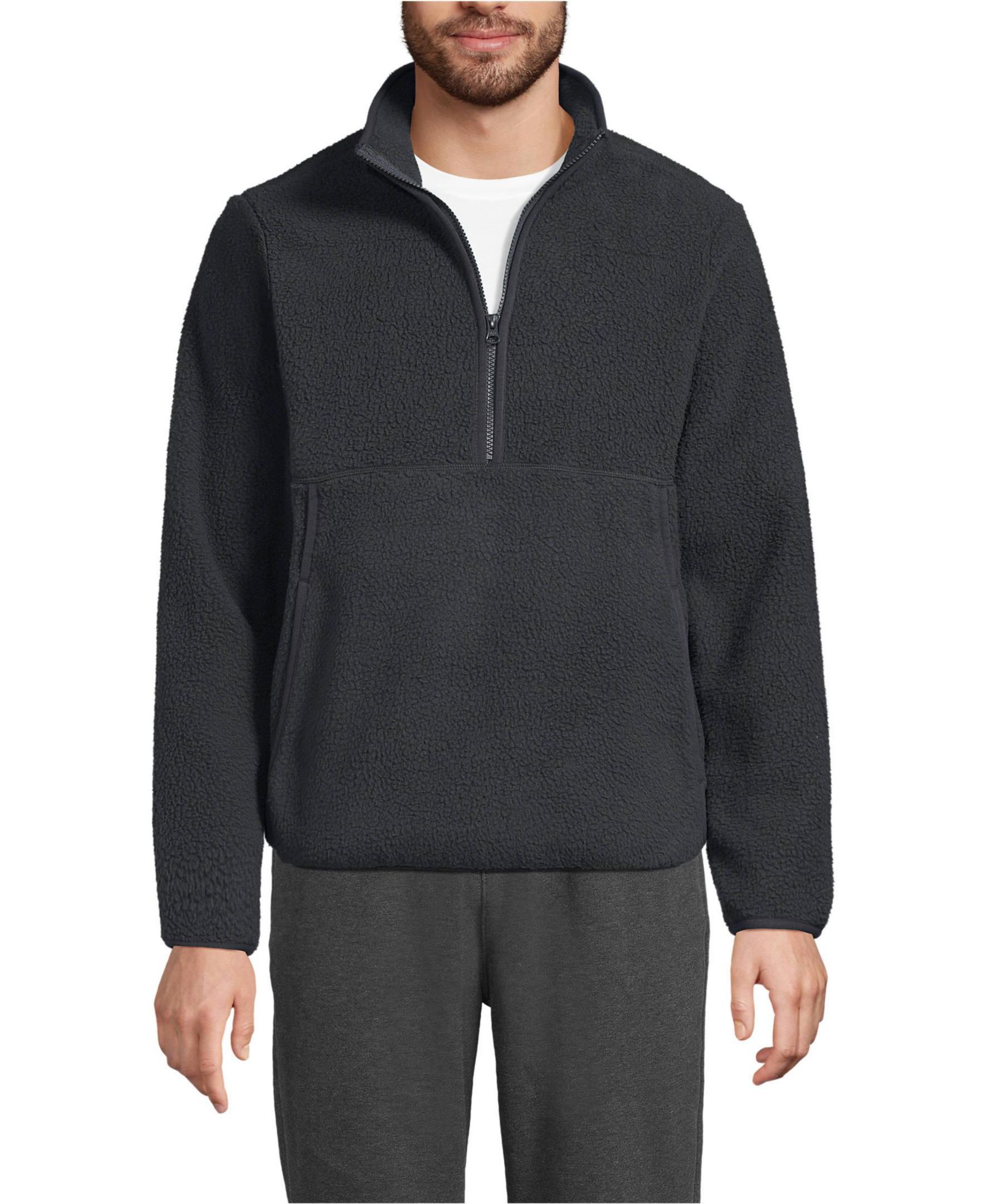 Lands' End Men's Half Zip High Pile Fleece Pullover