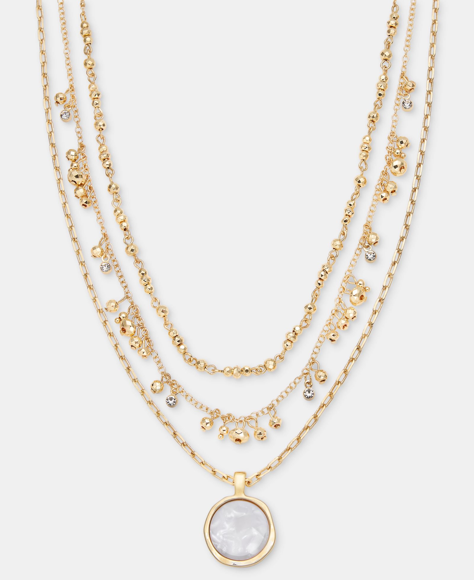 Style & Co Колье с многослойным кулоном с инкрустацией камнями, 17" + 3" удлинитель
