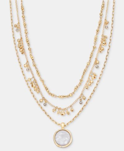Style & Co Колье с многослойным кулоном с инкрустацией камнями, 17" + 3" удлинитель