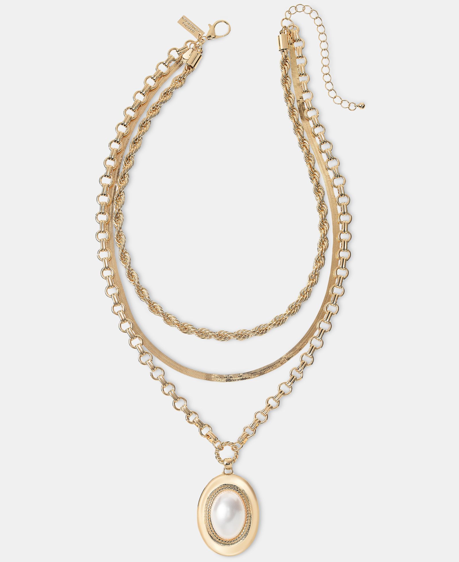 I.N.C. International Concepts Imitation Pearl Layered Pendant Necklace, 16-1/2" + 3" extender, Macy's Exclusive