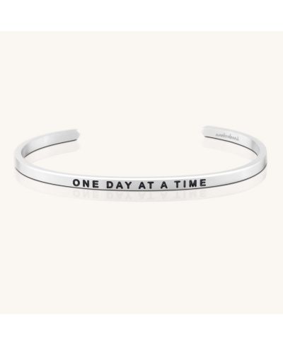 Mantra One Day At A Time Open Cuff Bracelet