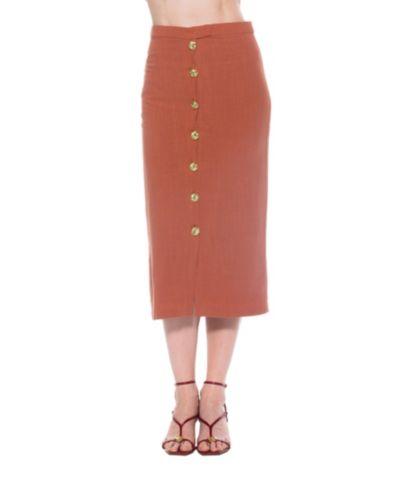 Alexia Admor Women's Carla Front Button Down Midi Skirt