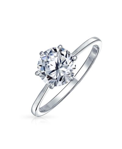 Кольцо с одиночным камнем CZ от Bling Jewelry, серебро 925, покрытие