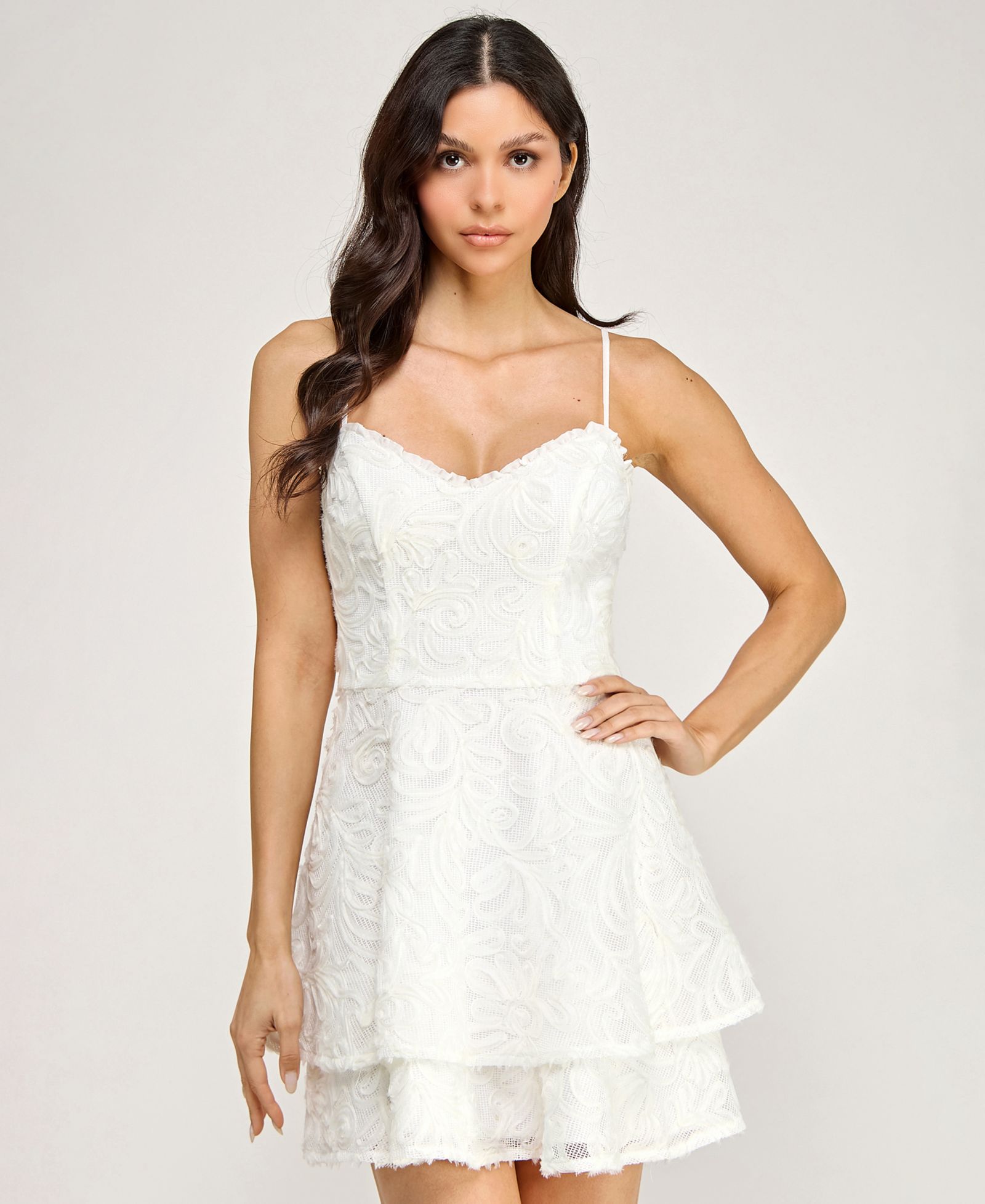 Платье SENI & CADE Juniors' Ruffle Neck Double Tiered Short