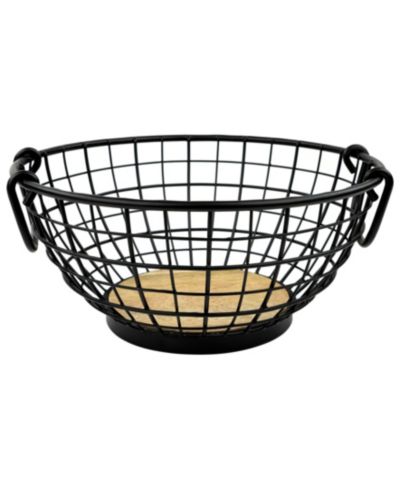 Металлическая корзина-чаша Spectrum Madison Fruit Bowl с деревянным основанием