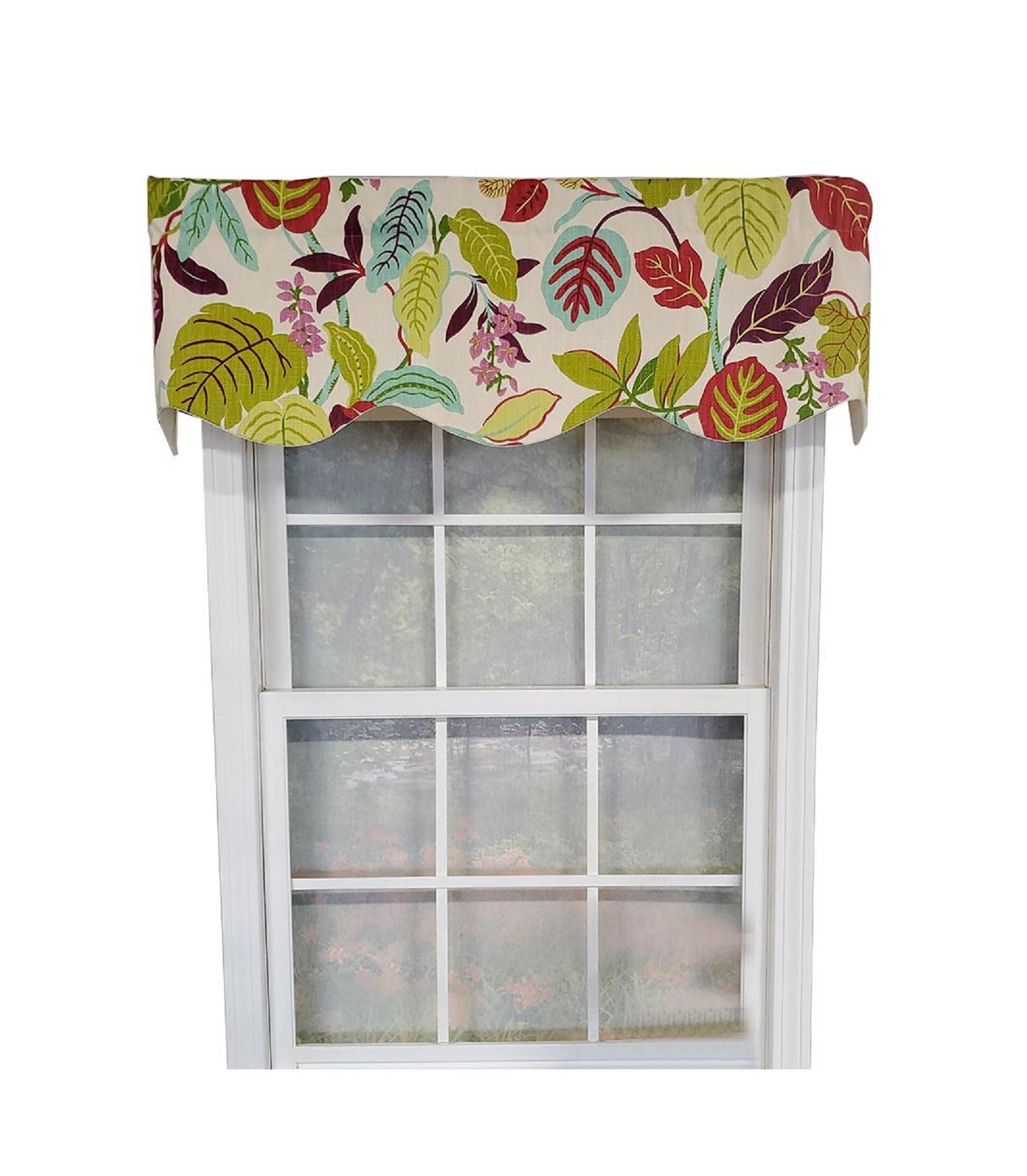 RLF Home Antonia Provence Colorful Leaves and Blossoms Effortless Installation Luxurious Window Treatment Valance 50" X 15"