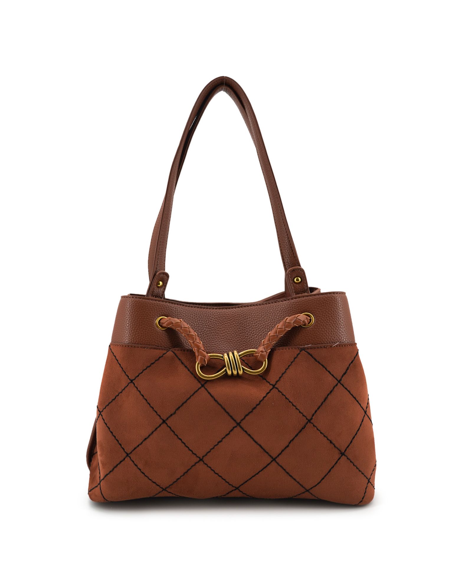 LIKE DREAMS Velvet Bow Knot Medium Satchel Bag