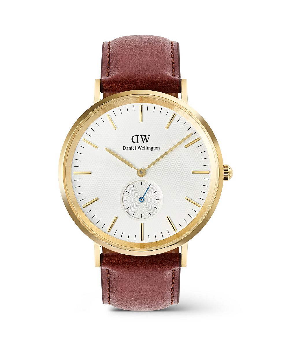 Daniel Wellington Men's Analog Brown Leather Watch, 40mm