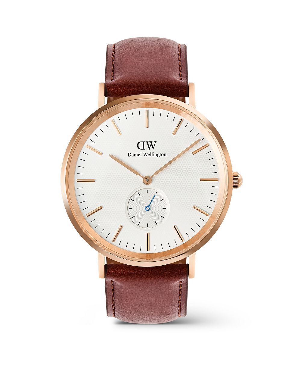 Daniel Wellington Men's Analog Brown Leather Watch, 40mm