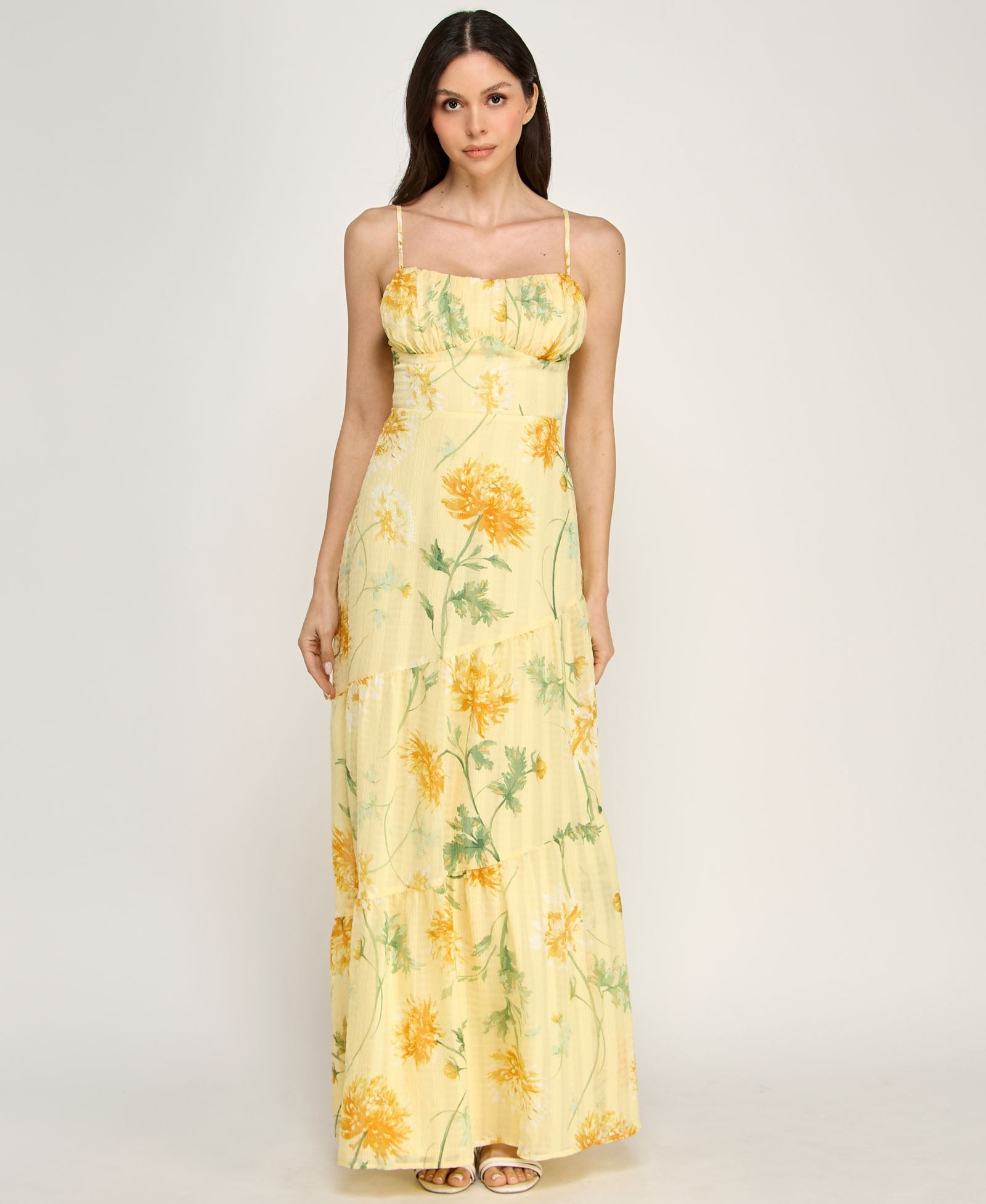 Trixxi Juniors' Sleeveless Bungee Back Asymmetrical Maxi Dress