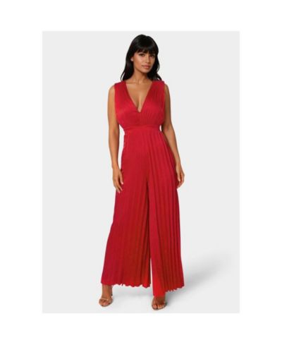 Женский комбинезон Bebe Women's Bare Deep Vee Pleated Satin