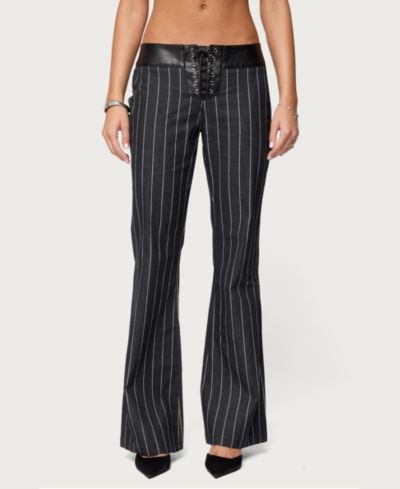Женские джинсы Edikted pinstripe и faux leather flared