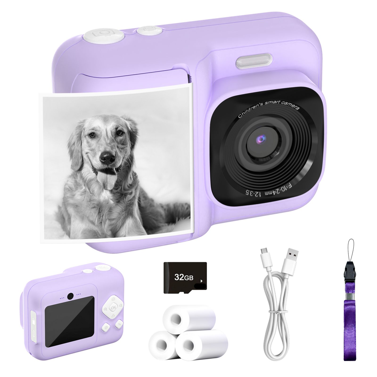 SWIFINT Kids Instant Print Camera, 1080P Digital Camera with 32GB SD Card & 3 Paper Rolls. Christmas Birthday Gift for 4-10 Year Old Girls Boys.