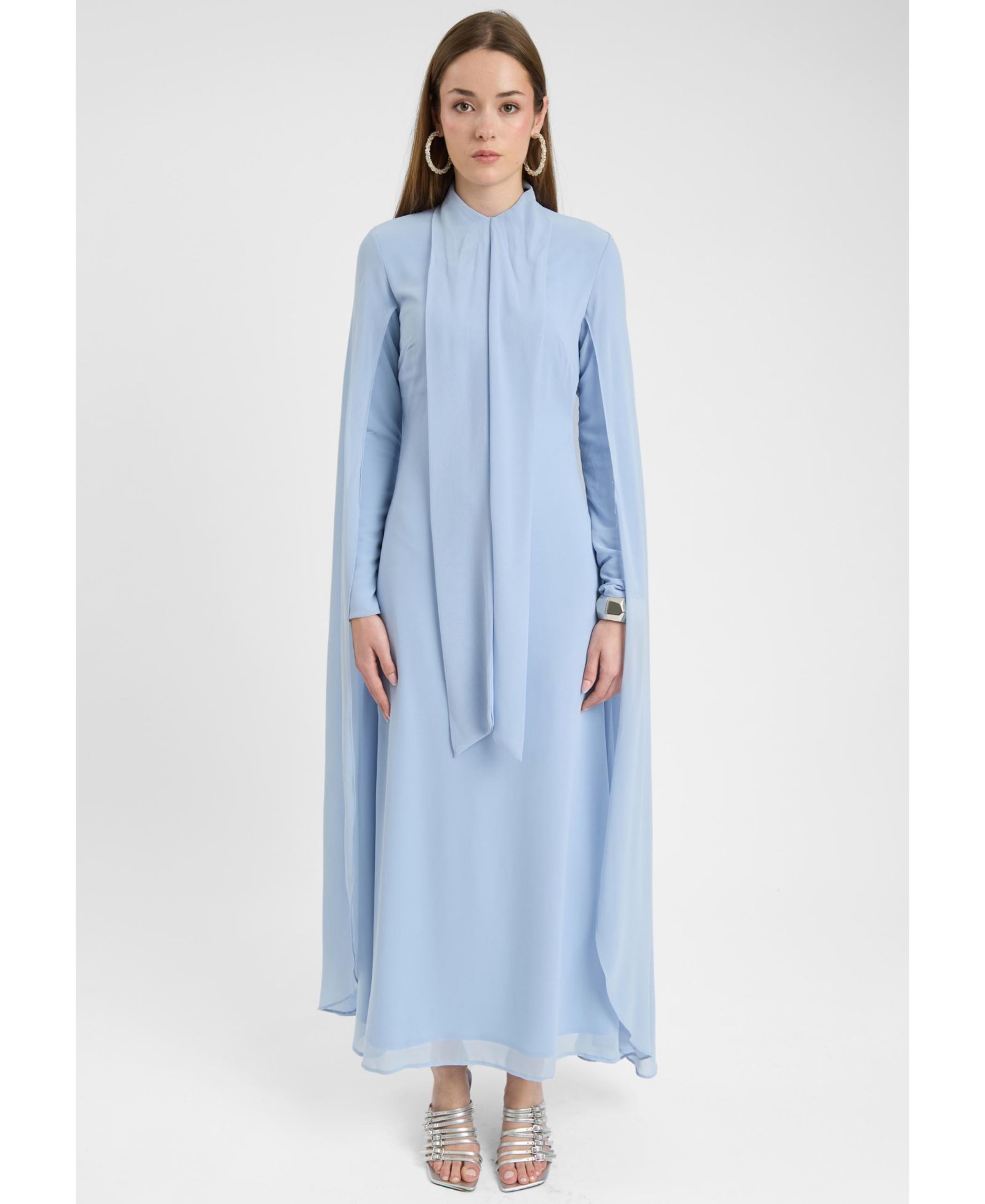 Maryisa Women's Modest Chiffon Dress Maxi With Cape Style